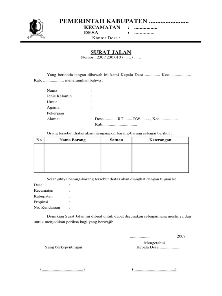 Download 61+ Contoh Surat Jalan Terbaru Gratis