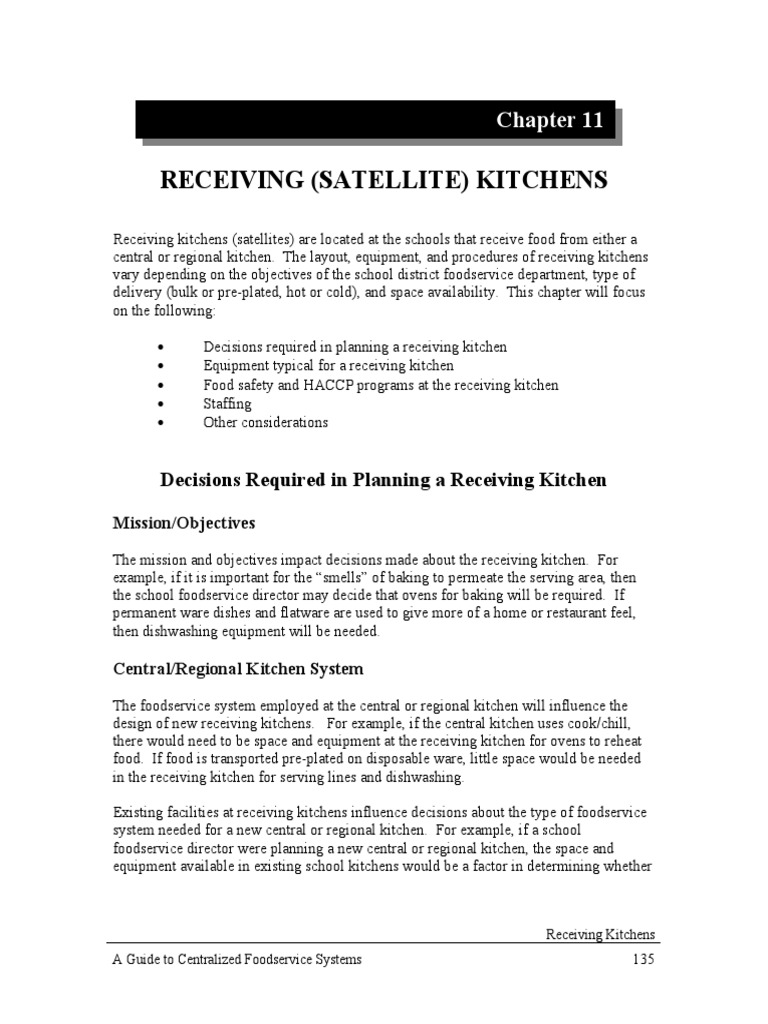 Receiving (Satellite) Kitchens Chapter 11 PDF Kitchen Refrigerator