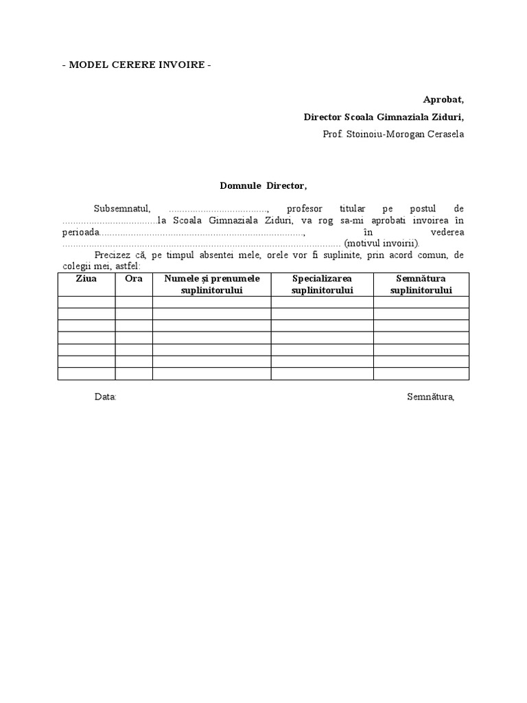 Model Cerere Invoire Pdf