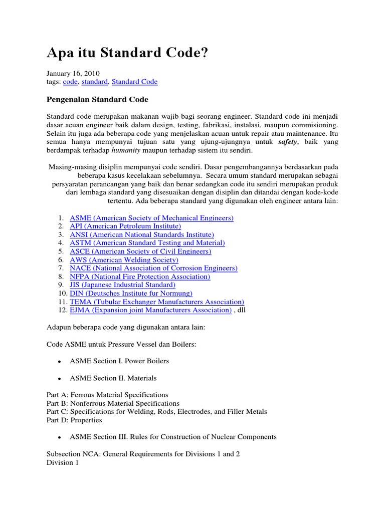 Pengenalan Standard Code untuk Engineer | PDF | Katup | Pipa ...