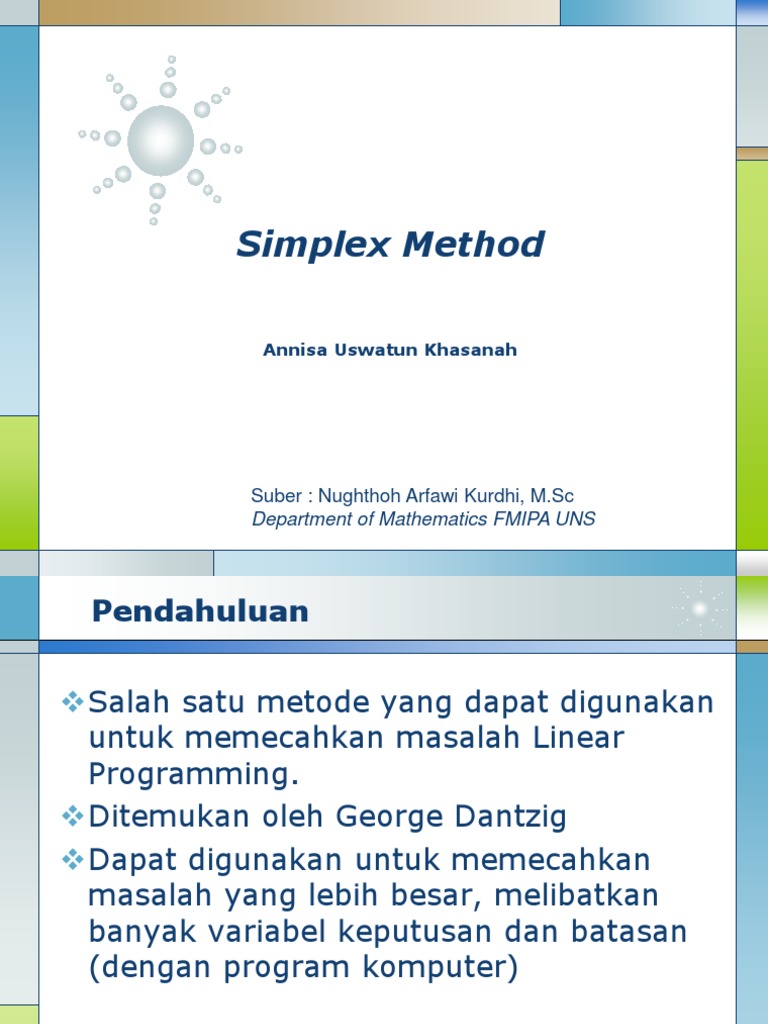 Metode Simpleks untuk Optimasi | PDF