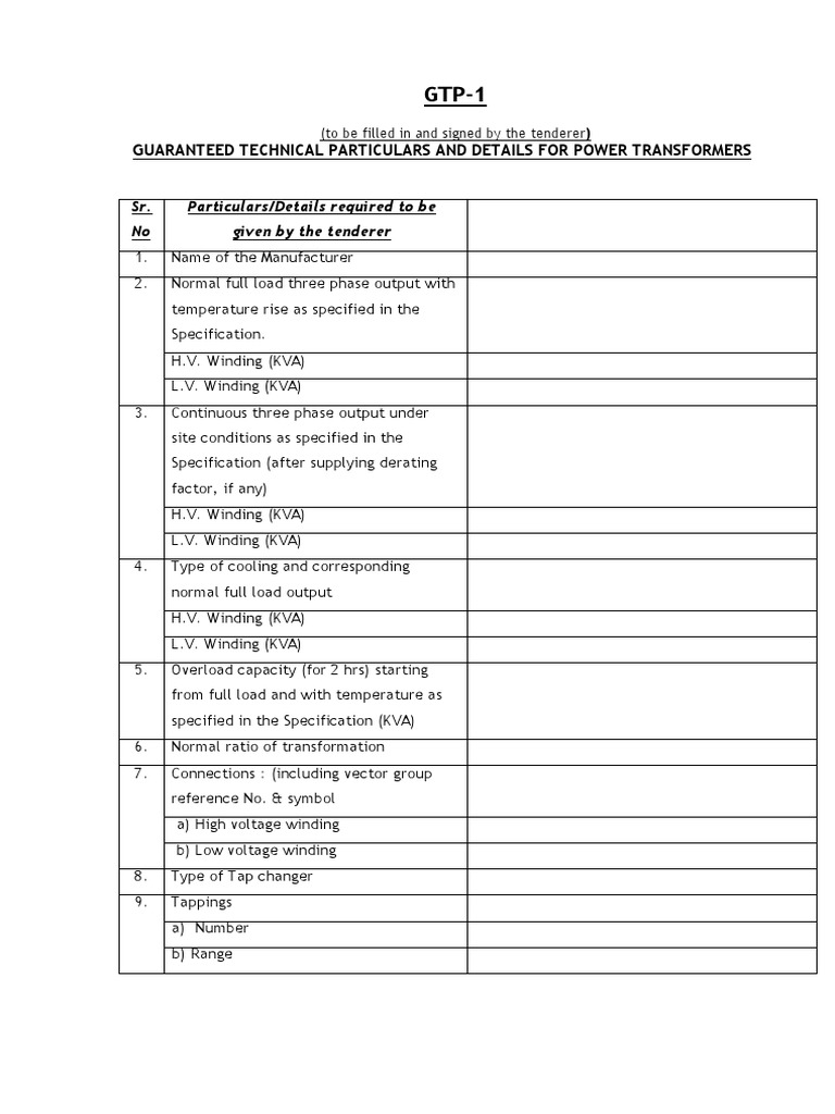 GTP 01 Power Transformers PDF Transformer Insulator (Electricity)