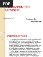 An Assignment on E-learning