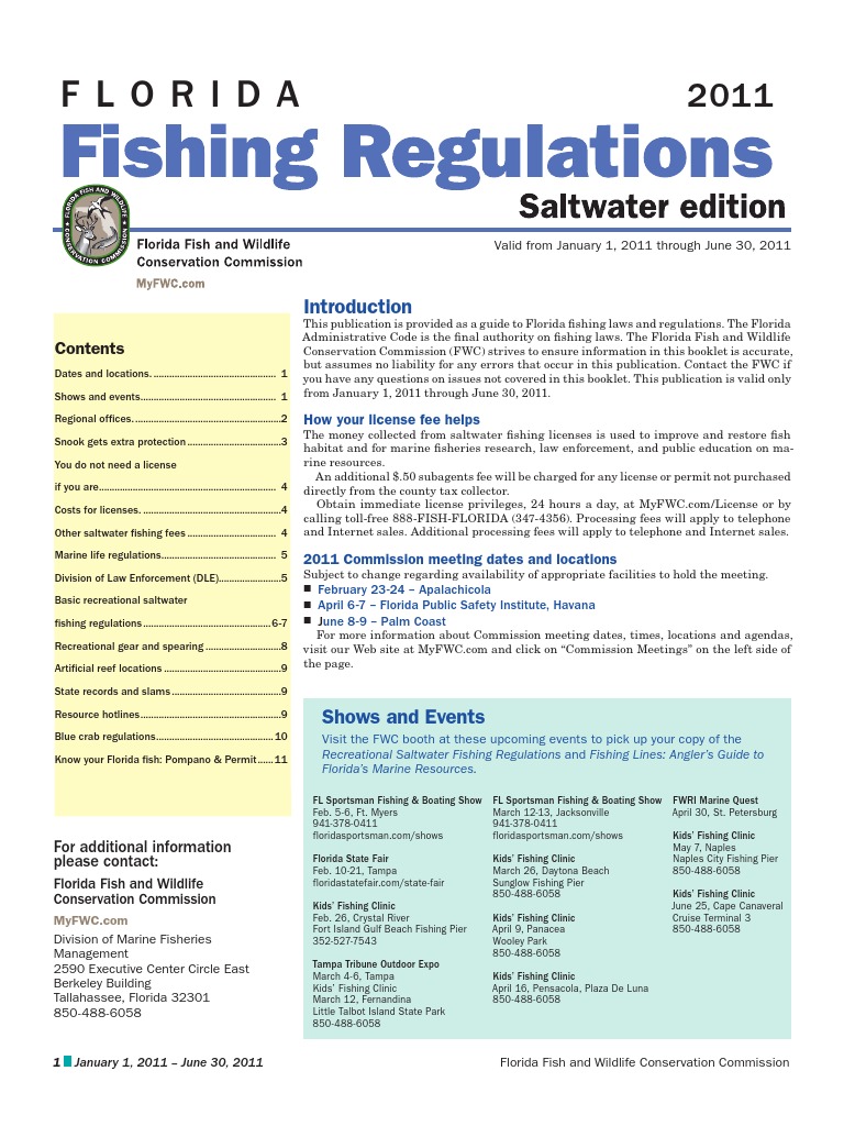 Florida Saltwater Fishing Regulations 2024 | PDF | Supplemental ...