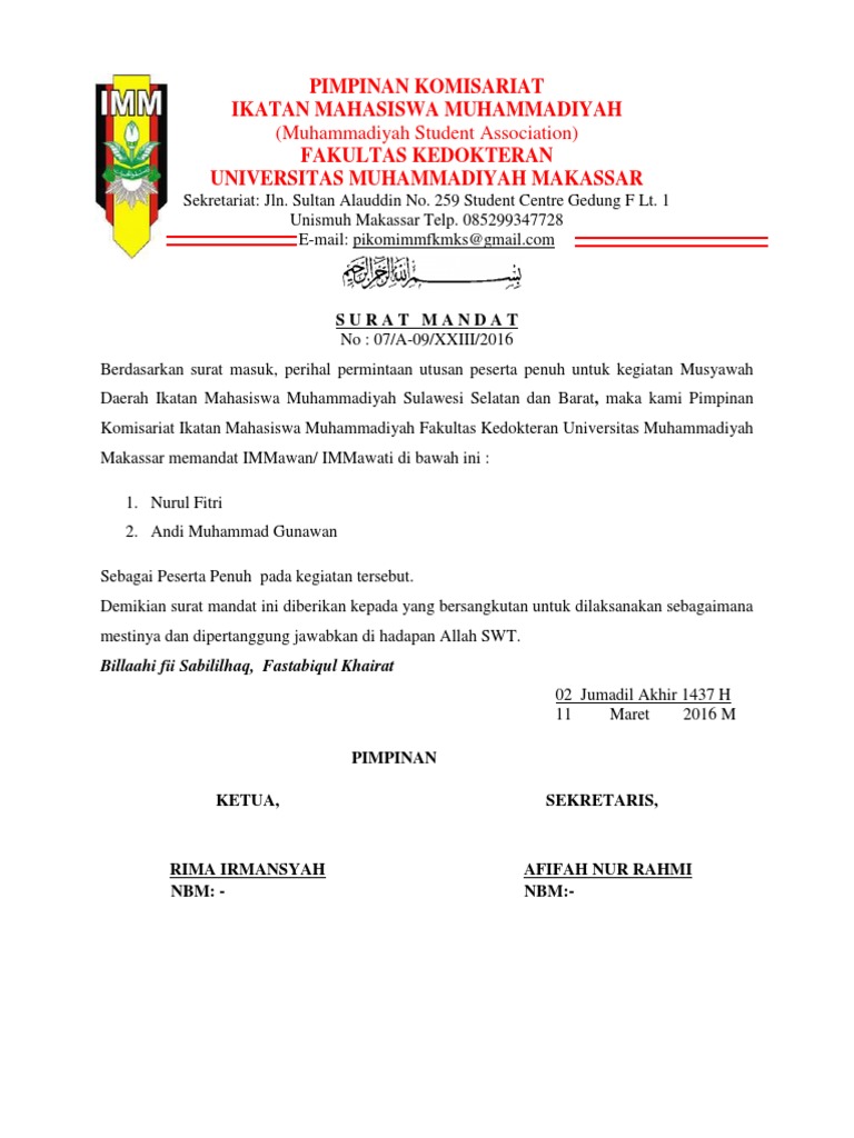 Contoh Surat Mandat Nusagates