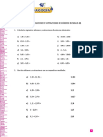 Actividades Adiciones y Sustracciones de Números Decimales (II) 6 Basico