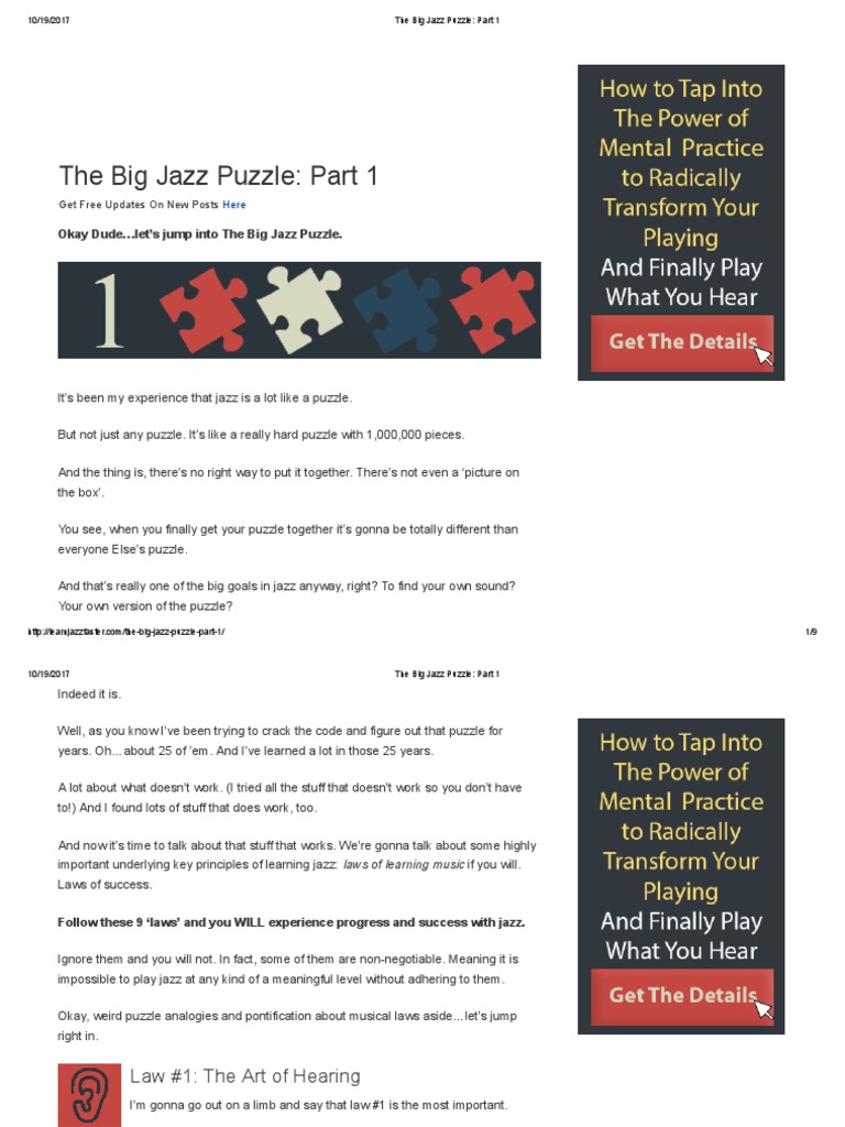 The Big Jazz Puzzle Part 1 PDF Vocabulary Jazz