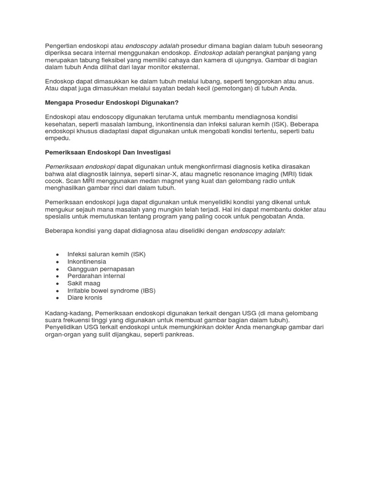 Pengertian Endoskopi PDF