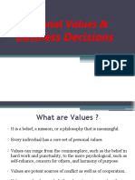 Personal Values & Biz. Decission