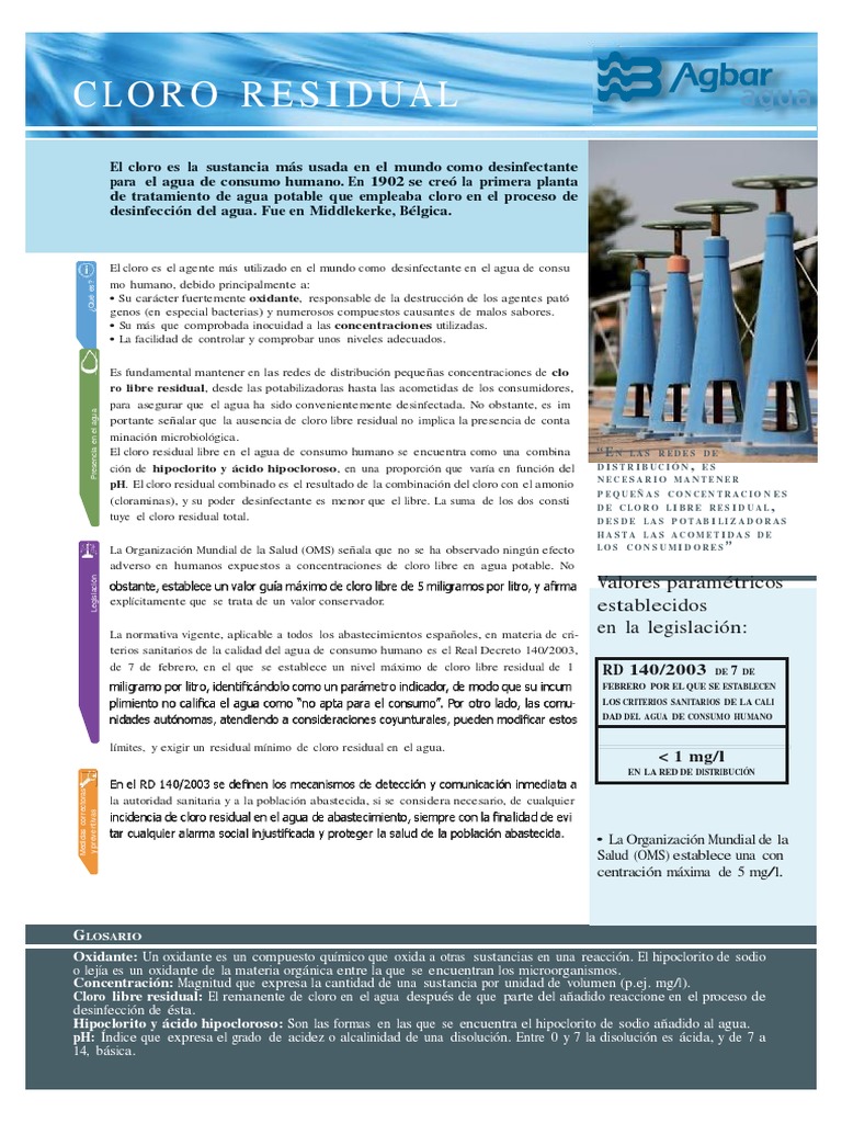 Cloro Residual Agua Sustancias químicas