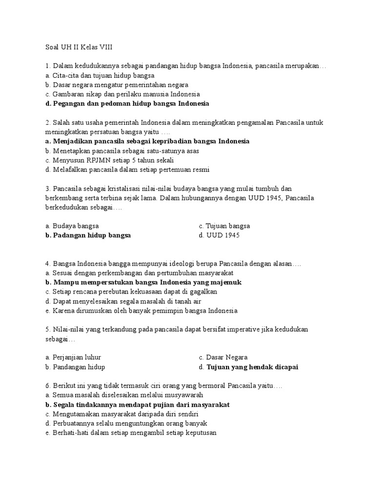 Soal Uh Ii Kelas Viii