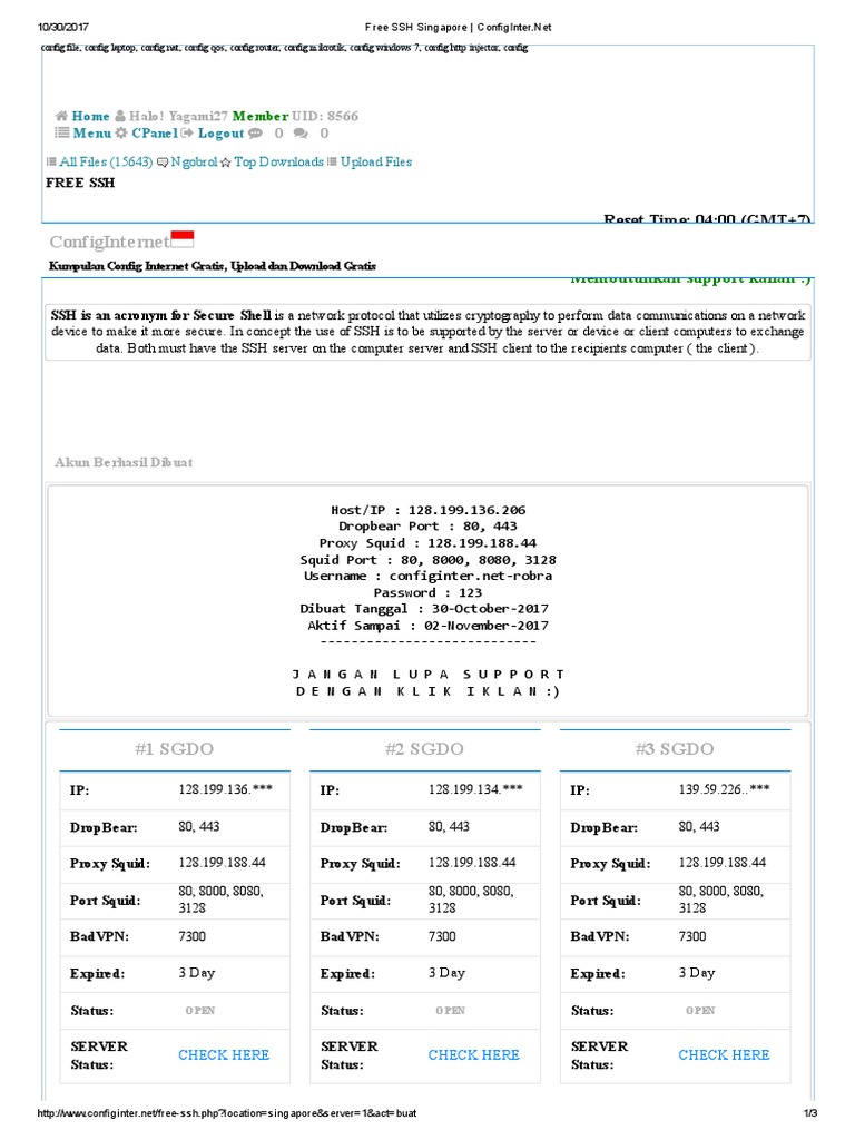 Free SSH Singapore ConfigInter PDF Secure Shell Proxy Server