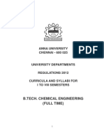 Anna University CHENNAI - 600 025: B.Tech. Chemical Engineering (Full Time)