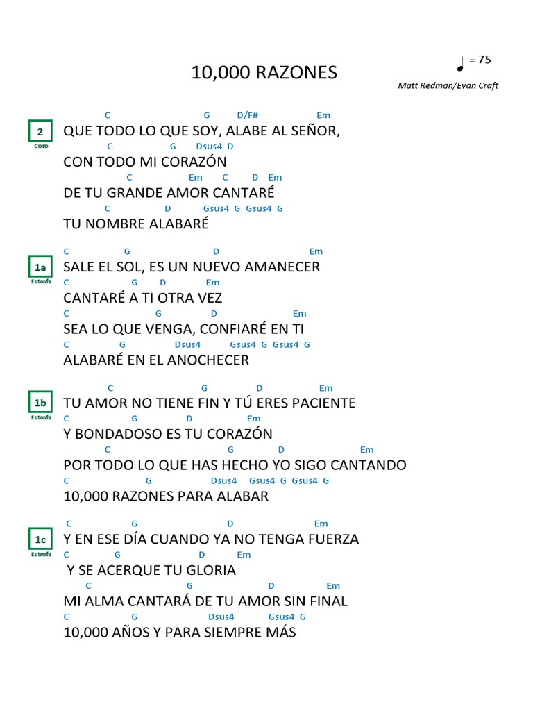 Diez Mil Razones - Letra y Acordes | PDF | Teatro | Religión y creencia
