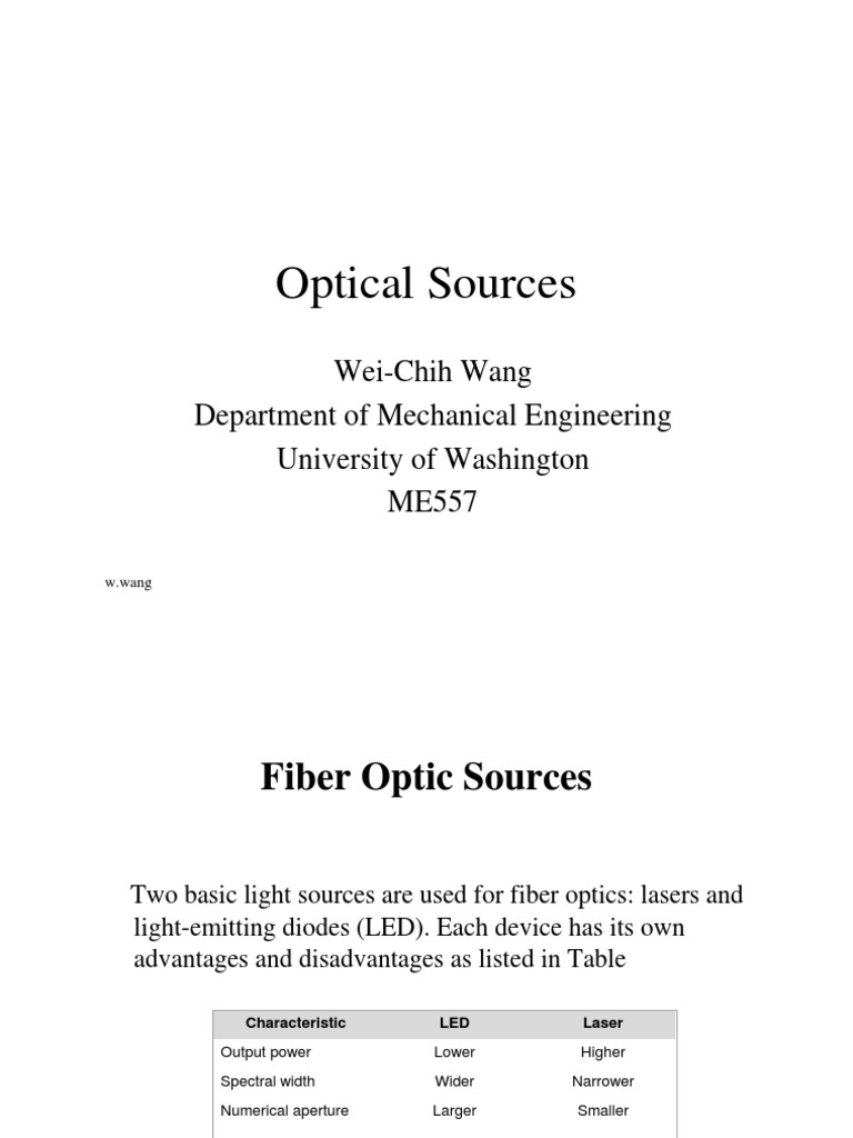 Fiber Optic Light Sources Explained | PDF | Laser | Laser Diode