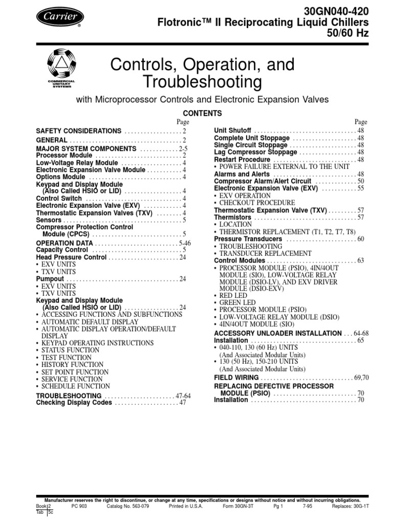 Controls, Operation, and Troubleshooting: 30GN040-420 Flotronic™ II ...