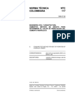 NTC 117 Determinar El Calor de Hidratacion Del Cemento Hidraulico PDF