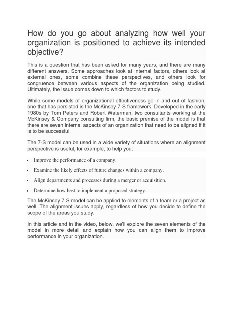 7s Mckinsey Framework | PDF | Organizational Culture | Leadership
