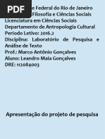 Apresentação Projeto de Pesquisa - Lab. Projeto Pesq. Análise de Texto 2016.2 (Leandro Maia)