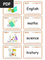 Flashcards School Subjects Pdf