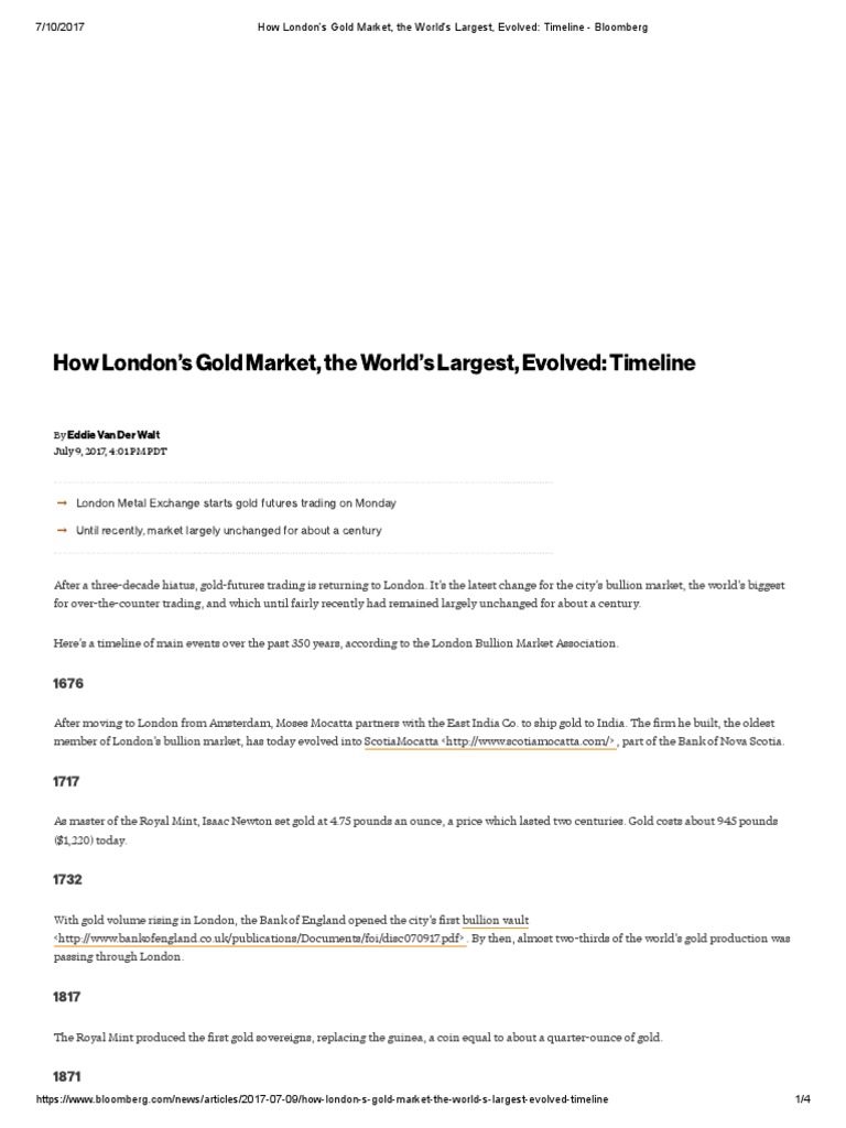 Evolution of London's Gold Market Timeline | PDF | Gold | Foreign ...