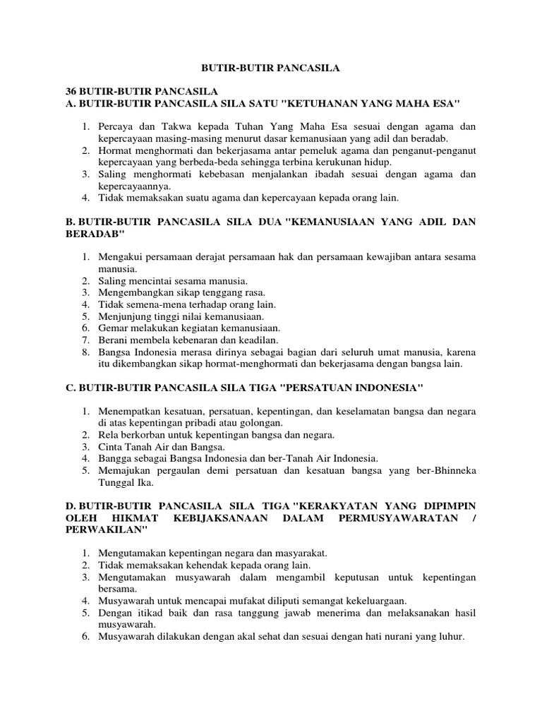 Butir Butir Pancasila | PDF