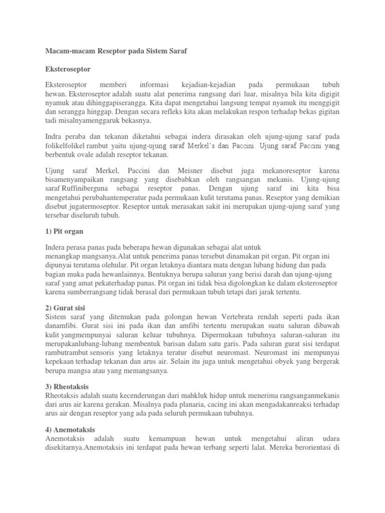 Macam Reseptor dalam Sistem Saraf | PDF | Kesehatan Holistik