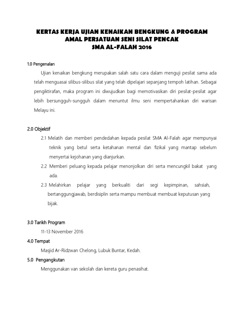 Kertas Kerja Latihan Berpusat Silat Olahraga.1