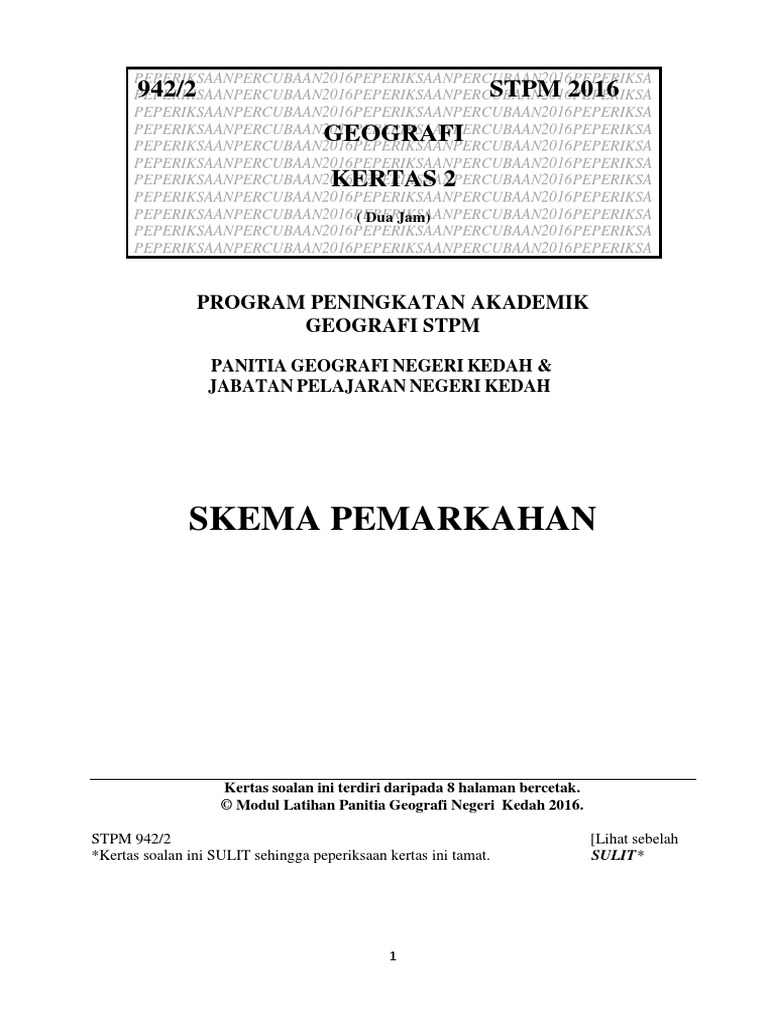 Skima Penggal 2 2016 Geografi Stpm Pdf