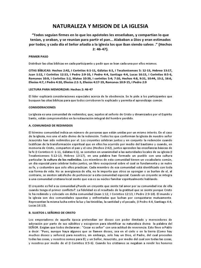Naturaleza y Misión de la Iglesia | PDF | Cristo (título) | Iglesia ...