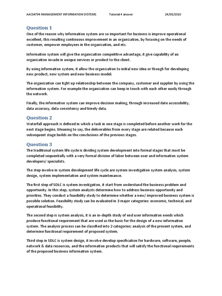 MIS Tutorial 4 Answer | PDF | Software Prototyping | Outsourcing