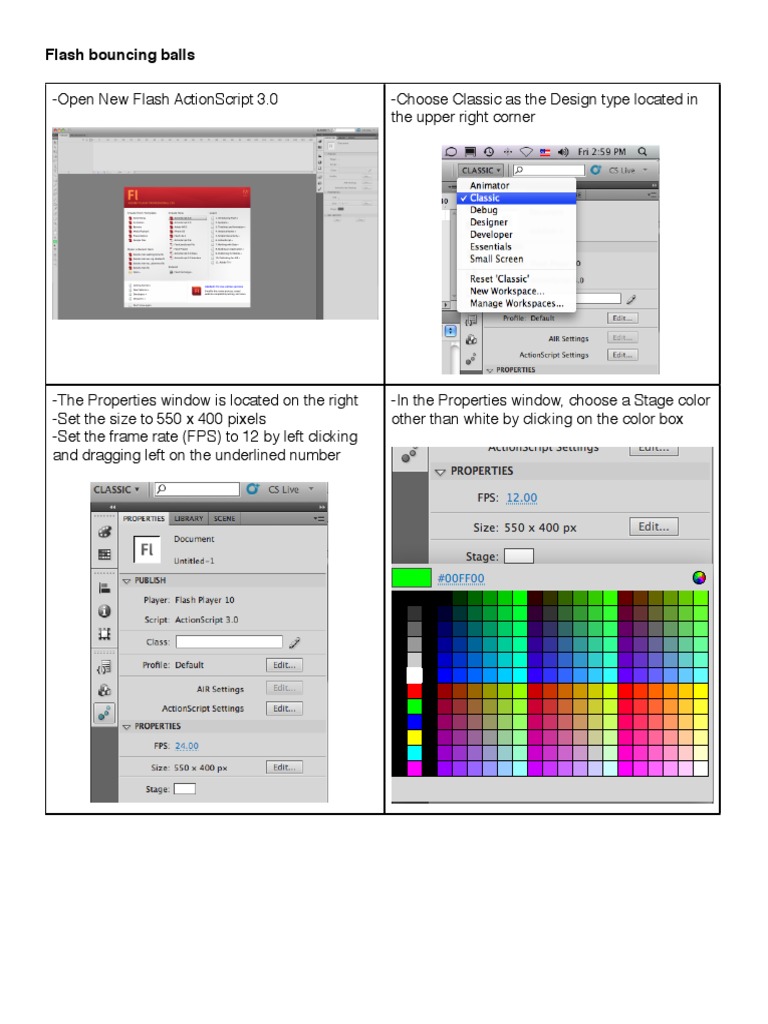 Flash Bouncing Ball Tutorial PDF PDF Computer Graphics Media