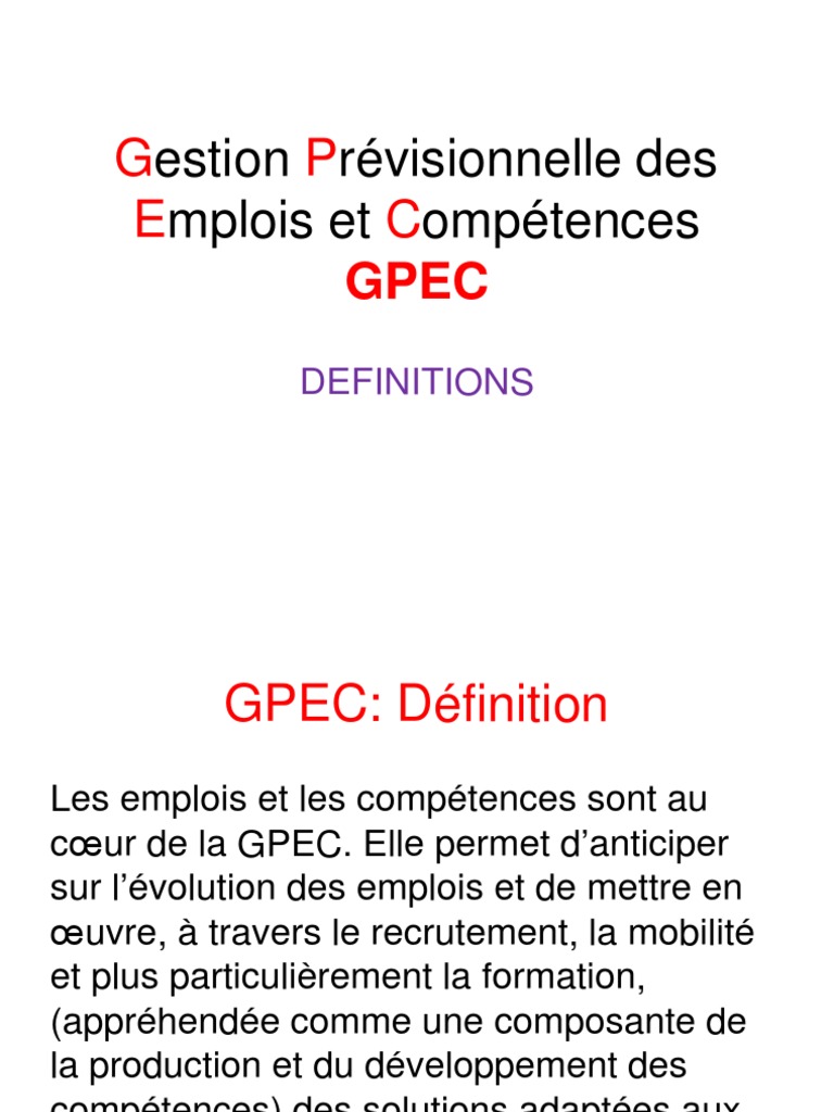 Définition de la GPEC et ses enjeux | PDF | Compétence (Ressources ...