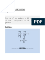 Problematical Recreations Algebra