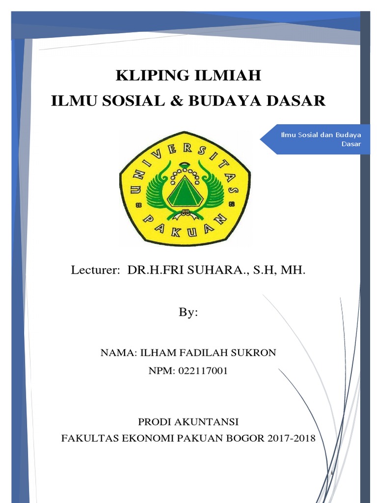 Kliping Dalam Bentuk Makalah Ilmu Sosial Dan Budaya Dasar
