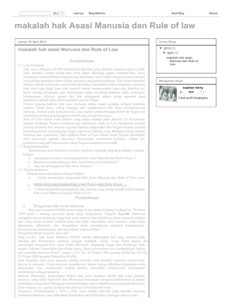 123slide Org Makalah Hak Asasi Manusia Dan Rule Of Law Pdf
