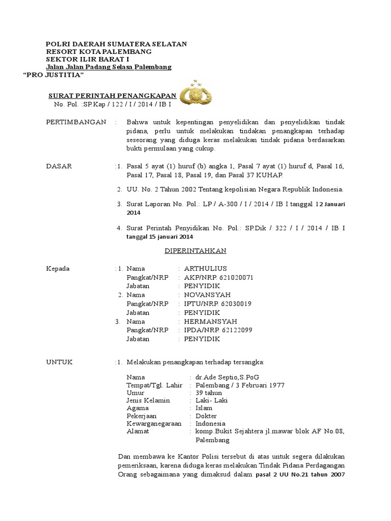 Surat Perintah Penangkapan Pdf