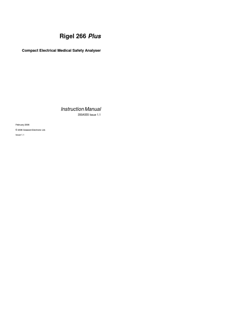 Rigel 266 Electrical Safety Analyser User Manual PDF Ac Power