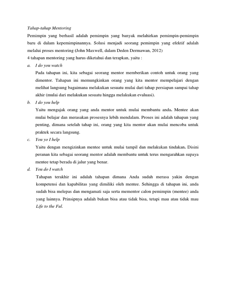 Empat Tahapan Mentoring Pdf