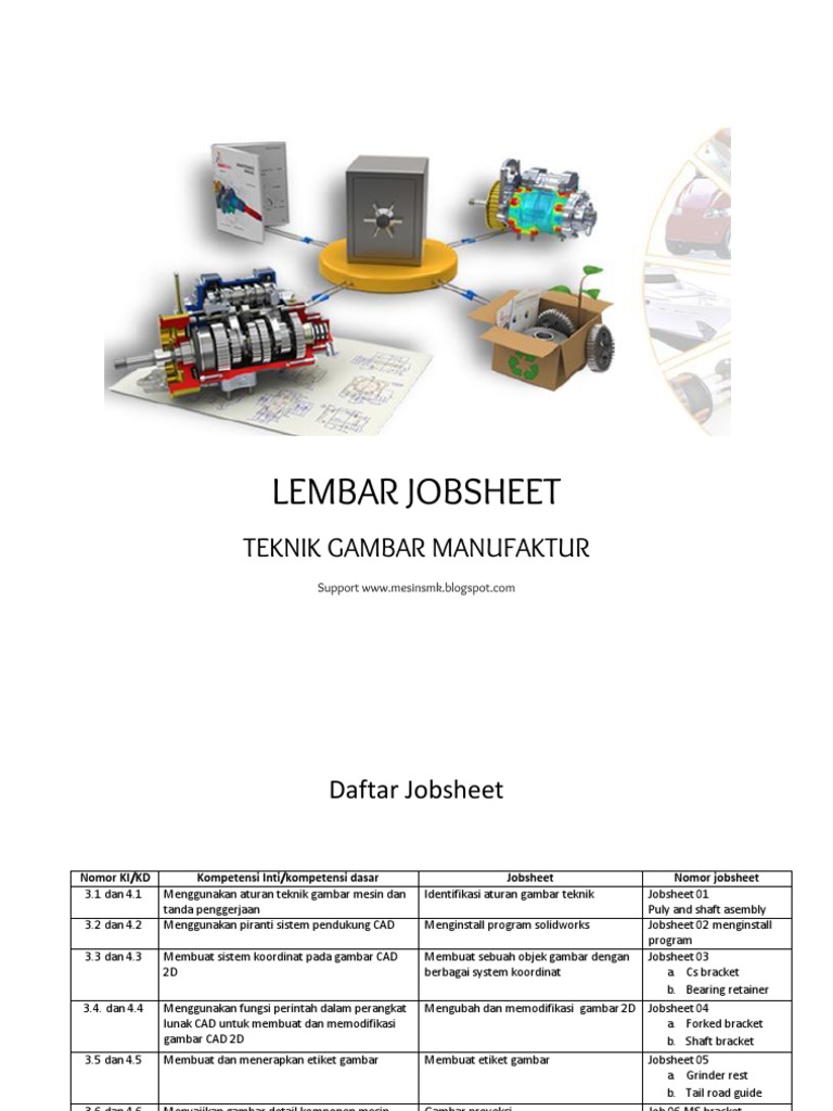 Jobsheet Teknik Gambar Manufaktur 3D | PDF