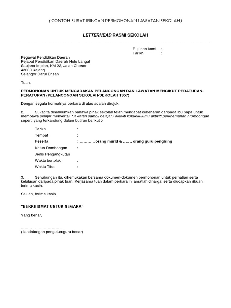 1 Surat Iringan Pelancongan