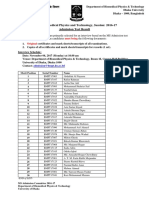 Result MS Admission 2016-17