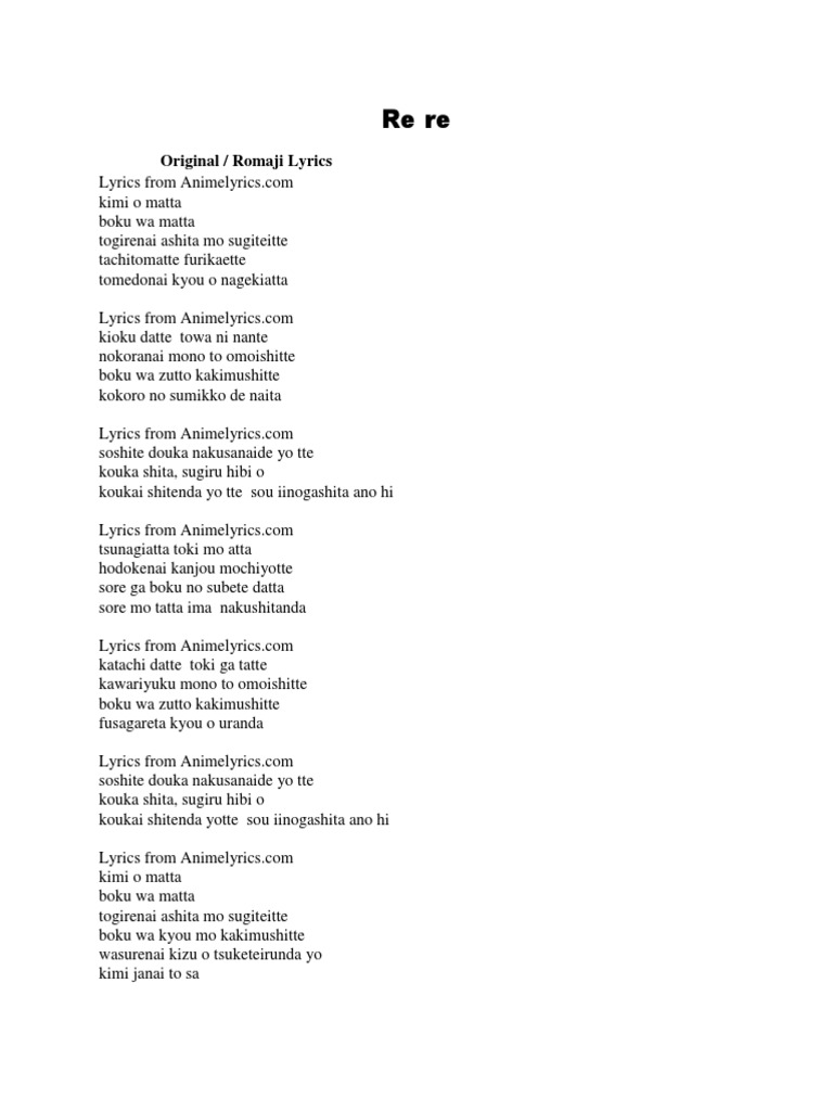 Lirik Lagu Anime Dan Jepang