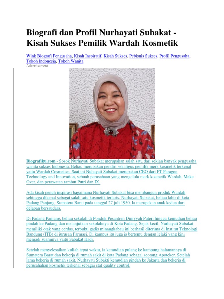 Biografi Dan Profil Nurhayati Subakat Docx