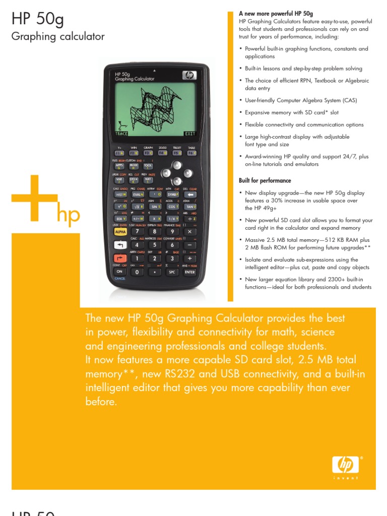 HP 50g Graphing Calculator DataShet PDF
