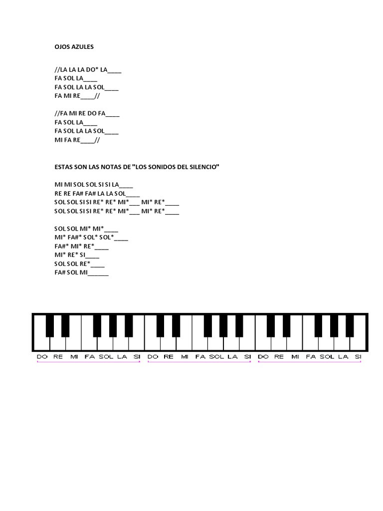 ojos azules.docx Teoría musical Melodía Prueba gratuita de 30