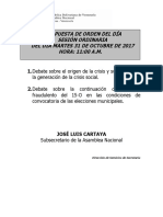 Propuesta de Orden Del Dia Sesion Ordinaria Del Dia Martes 31 de Octubre de 2017 