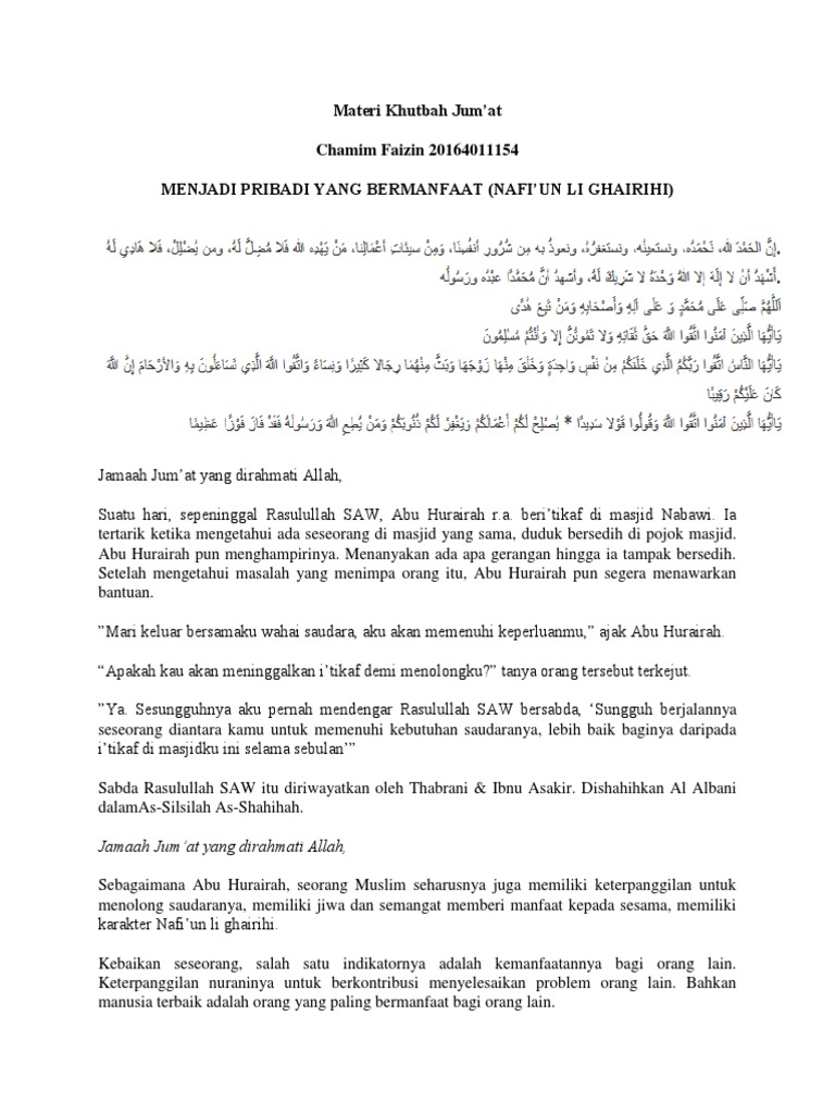 Contoh Khutbah Jumat Tentang Isra Mi Raj Temukan Contoh