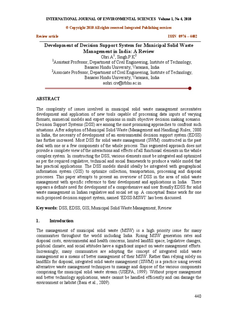 Development of Decision Support System For Municipal Solid Waste | PDF ...
