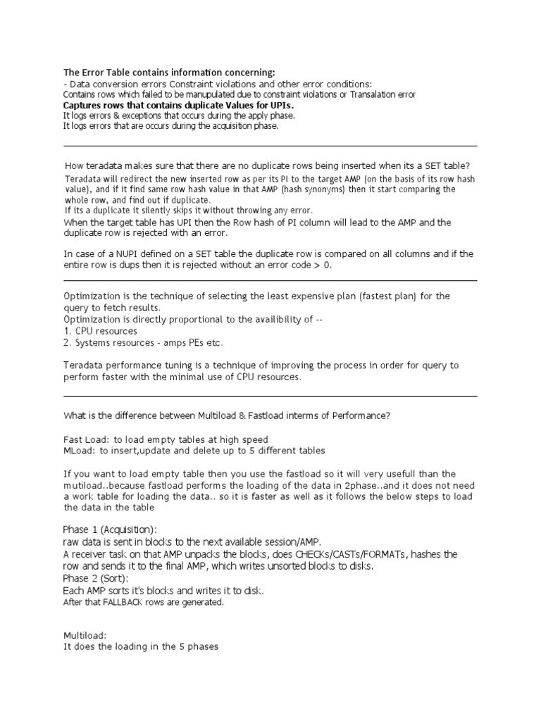 Teradata Bteq Interview Questions